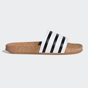 NWT Adidas Adilette Cork Slides Cloud White / Core Black / Gum size 6